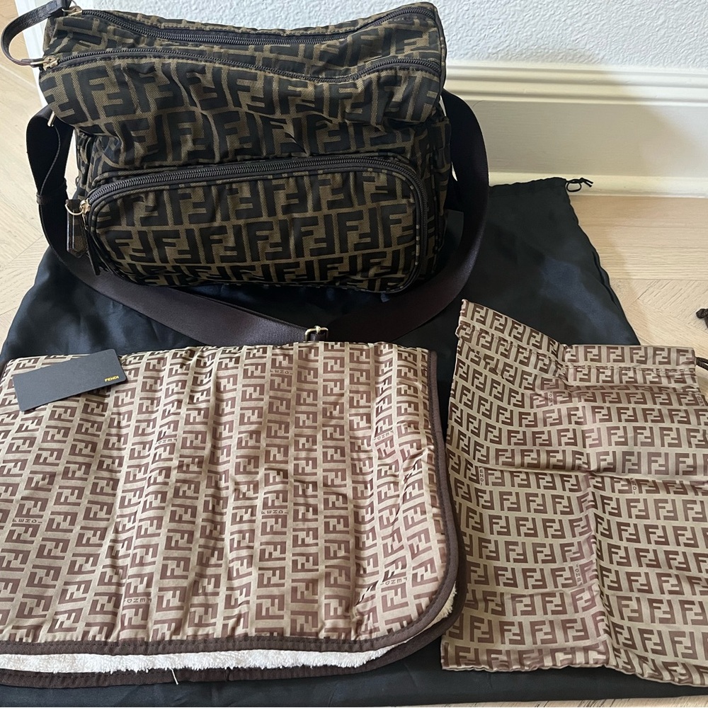 Fendi Tan and Black FF Logo Baby Bag